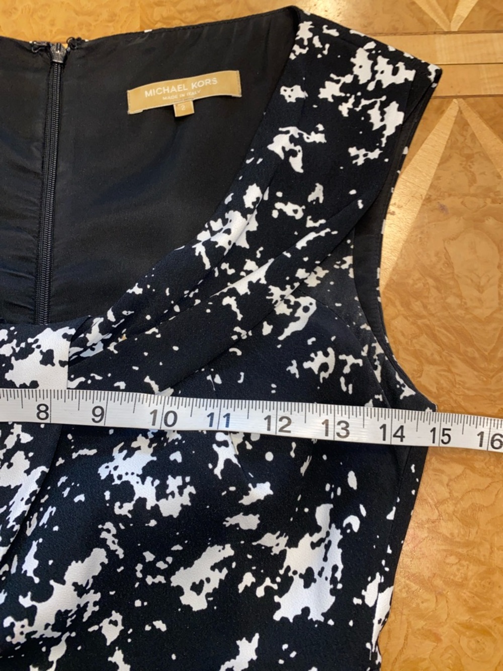 Michael Kors Black & White Abstract Print Midi Dress Size 2 Made in Italy - Picture 6 of 15
